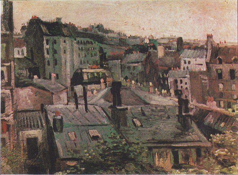 Vincent Van Gogh Overlooking the rooftops of Paris oil painting picture